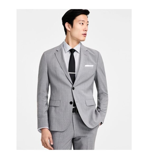 New Hugo by Hugo Boss Men's Modern-Fit Wool Blend Suit Jacket - Grey Size 44S - Picture 1 of 4